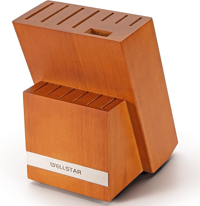 14 Slot Kitchen Knives Block, WELLSTAR Natural Wood Knife
