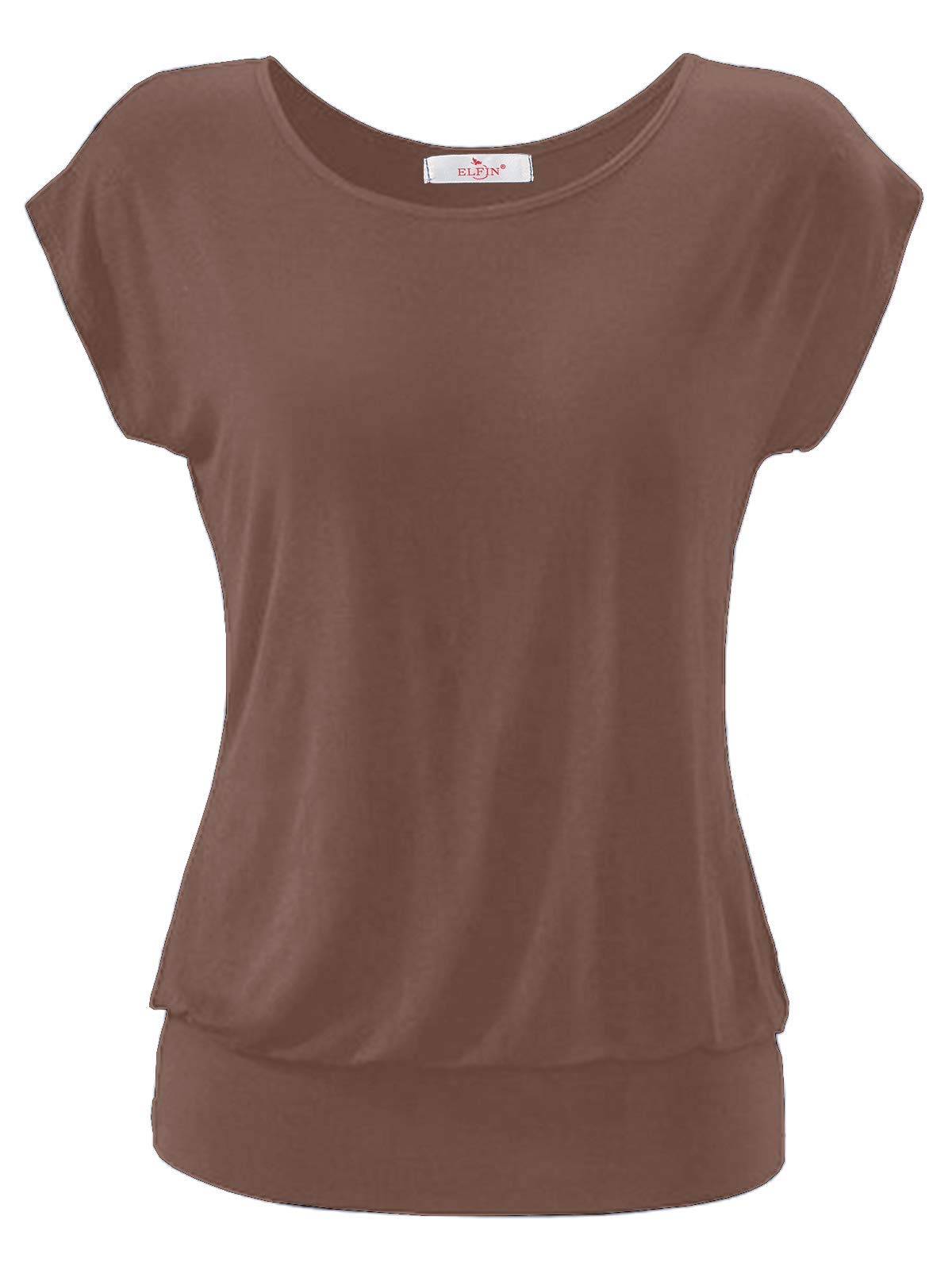 ELFIN Camisetas Mujer Verano Casual Camiseta Mangas Cortas Elegante Blusas Tops Camisas