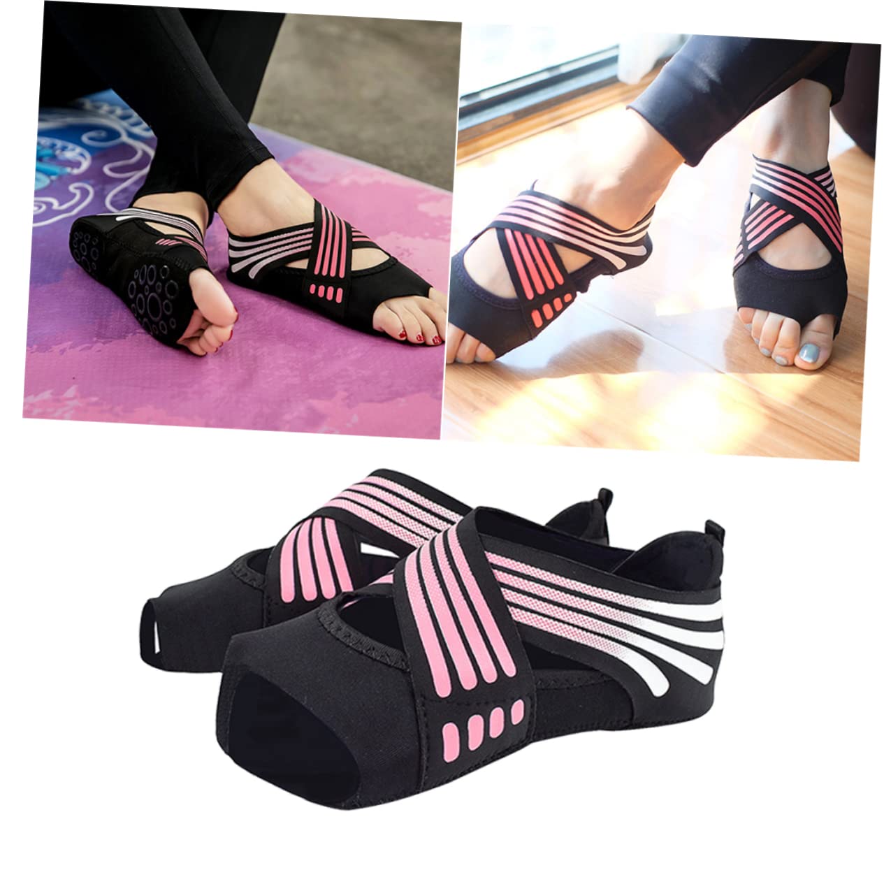 INOOMP 3 Paar Damen-Sportsocken Damen-Sportsocken Yoga-Schuhe Für Damen Volle Zehe Yoga-Socken Damen-Yoga-Socken Nicht-Yoga-Socken Damen-Sportsocken Riemen Rosa Miss