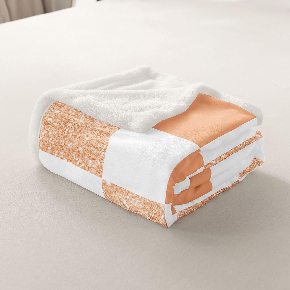 Homewish Orange Glitzer Kariert Wohndecke 229x229cm