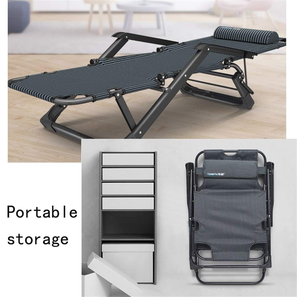 Sillas Plegables de Gravedad Cero, Ajustables, con 10 Niveles de inclinación, para Playa, Patio, Piscina, jardín, Camping, Exteriores, Patas cuadradas de Acero (Color: Negro)