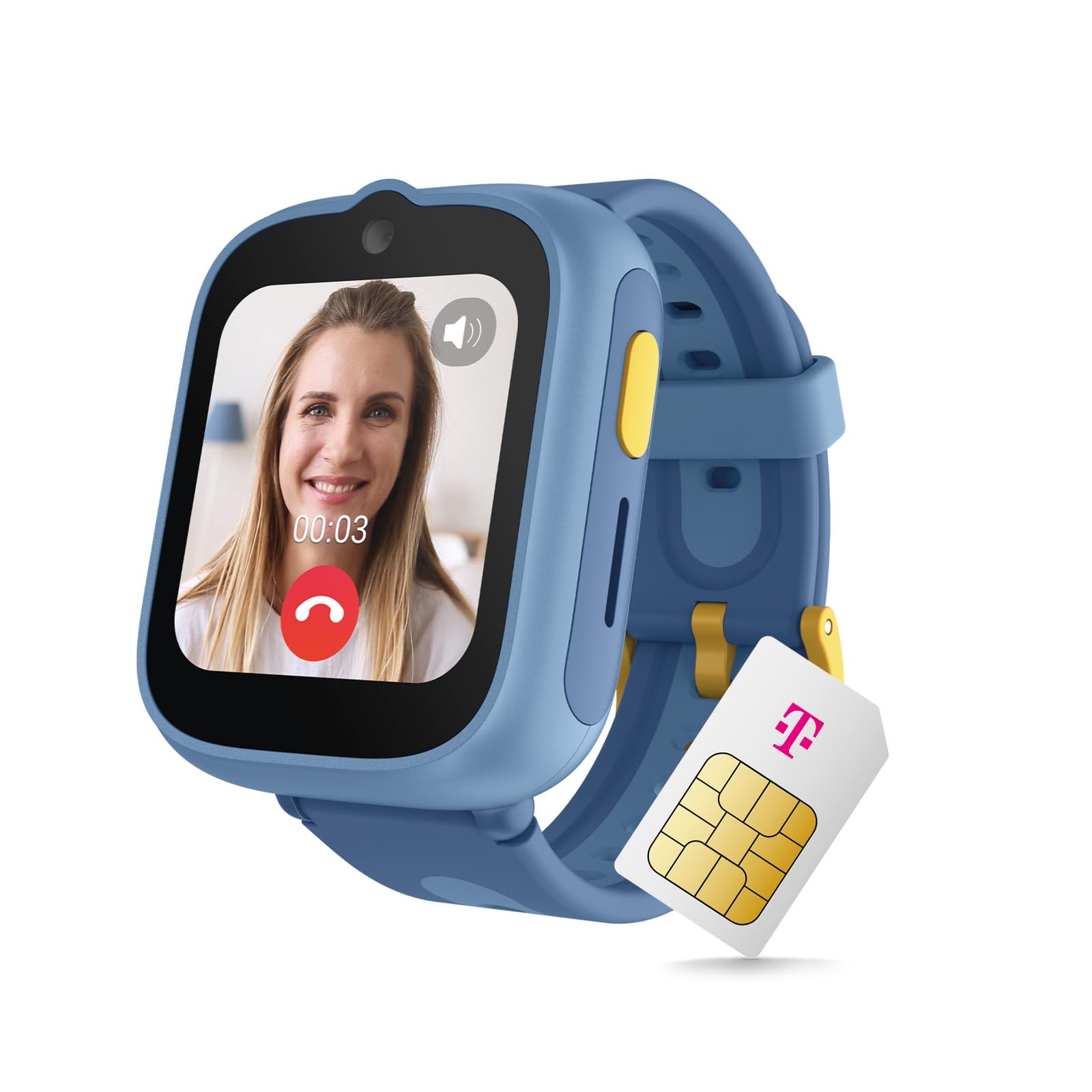 TCL MT48X 4G Reloj Inteligente para niños, Azul galáctico, GPS, Llamadas LTE, botón de Emergencia, Resistente al Agua 5 ATM, con Tarjeta SIM Telekom y 30 € Cupón Amazon