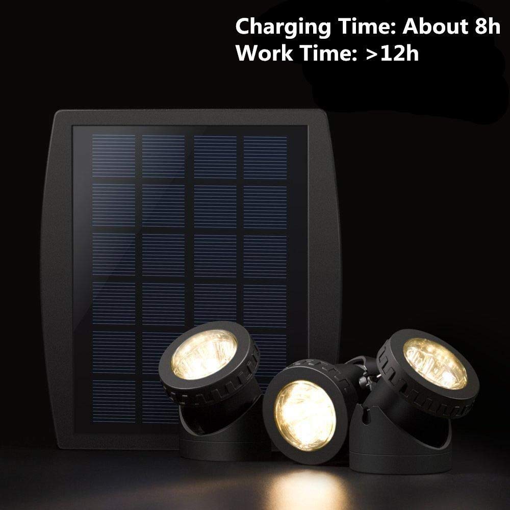 Projecteur LED Extérieur Lampe Solaire Étanche pour Bassin 18 LED de Sécurité Sous l'Eau Lampe de Nuit Submersible pour Jardin, Piscine, Allée, Fontaine (Blanc Chaud)