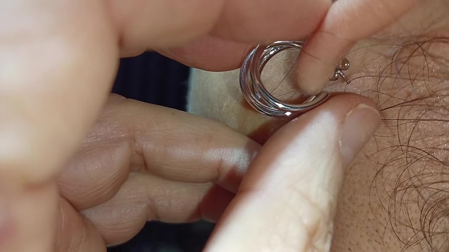 BodyBonita 1 Paar Creolen voor Vrouwen, Dubbele Creolen met 925 Sterling Zilveren Stift Hypoallergeen, 16K Verguld, Trendy Zilveren Earring met Cubic Zirconia Piercingsieraden 8mm G