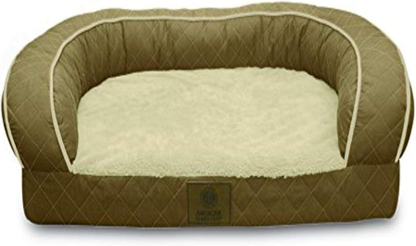 AKC Sweet Dreams Jumbo Quilted Orthopedic Pet Sofa Couch Bed with Bolster Sides, Machine Washable, Ideal For Medium Size Breeds