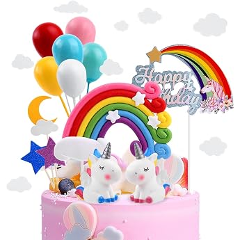 OSDUE Unicorn Cake Decoration Birthday Cake Decoration Macaron Cake