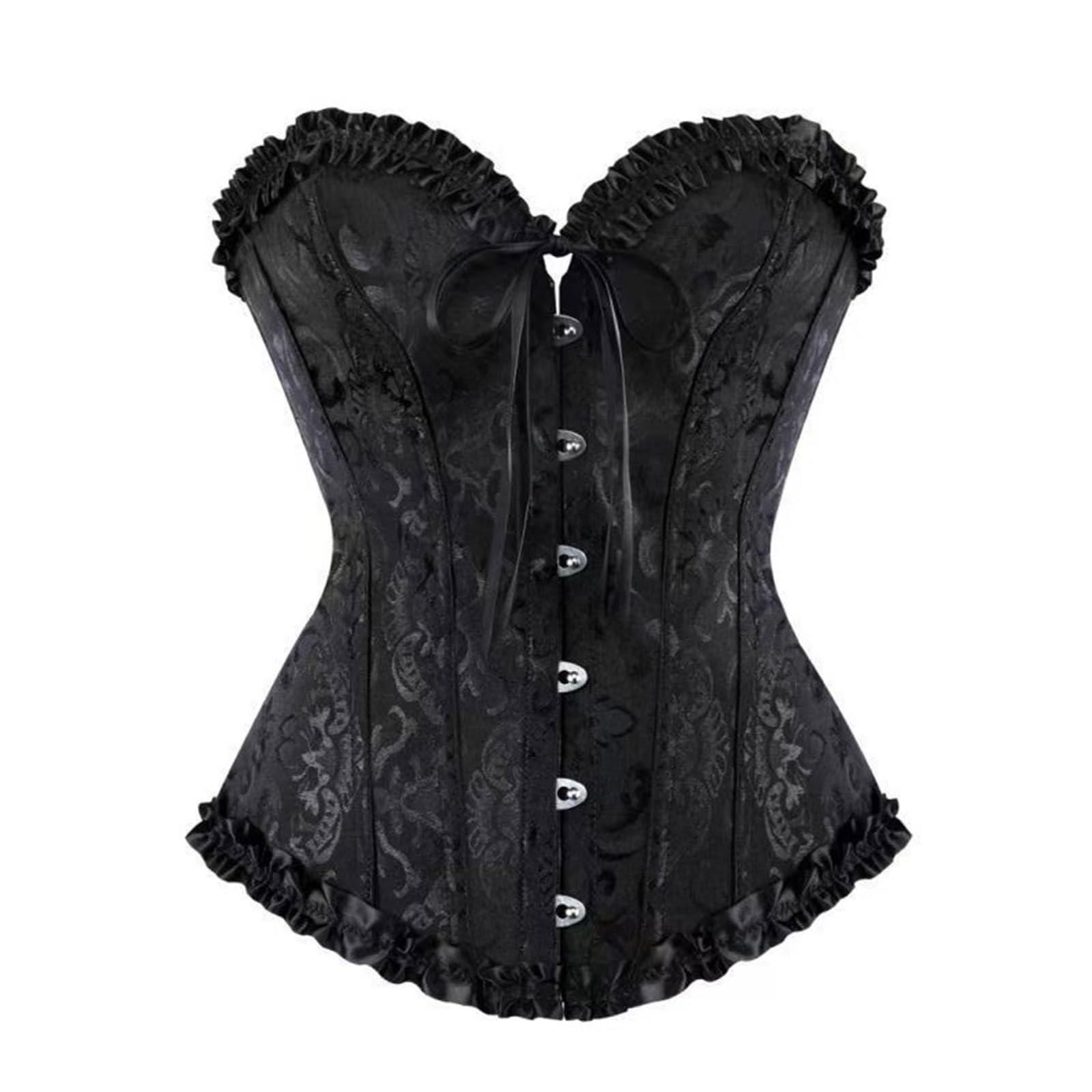 MICFENY Elegant Laces Up Corset Top Full Breast Nylon Blend Breathable Bustier Top For Prom Event Daily Wear
