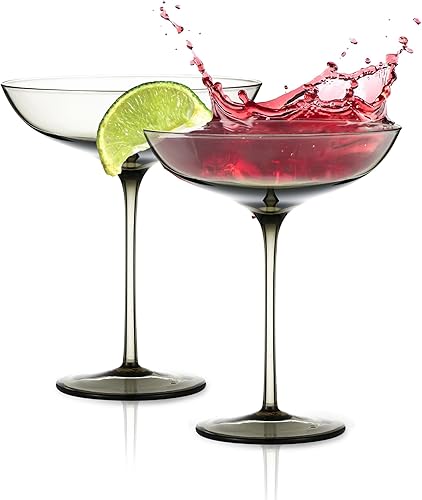 Miniatura 10 de Juego de 4 vasos de color Coupé, elegantes vasos de cóctel, 9.9 onzas (azul)