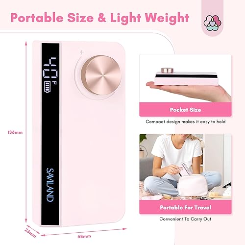 Miniatura 5 de SAVILAND Taladro de uñas profesional 40000 RPM PRO máquina de taladro de uñas eléctrico lima de uñas con brocas de uñas coloridas para manicura