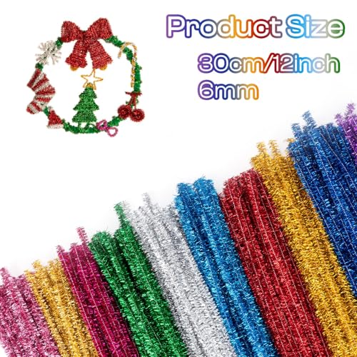 Image of Caydo 200PCS Glitter Pipe Cleaners for Creative Art and Craft Projects | Multicolor Sparkly Chenille Stems Bulkfor Beaded Jewelry and Home Decoration Crafts