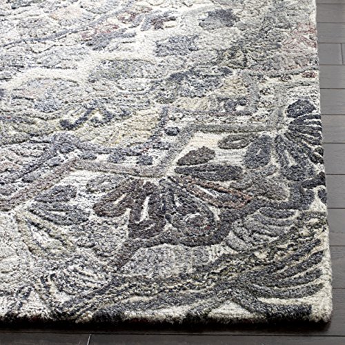 Image of SAFAVIEH Marquee Collection Area Rug - 8' Square, Grey & Multi, Handmade Mandala Medallion Wool, Ideal for High Traffic Areas in Living Room, Bedroom (MRQ110A)