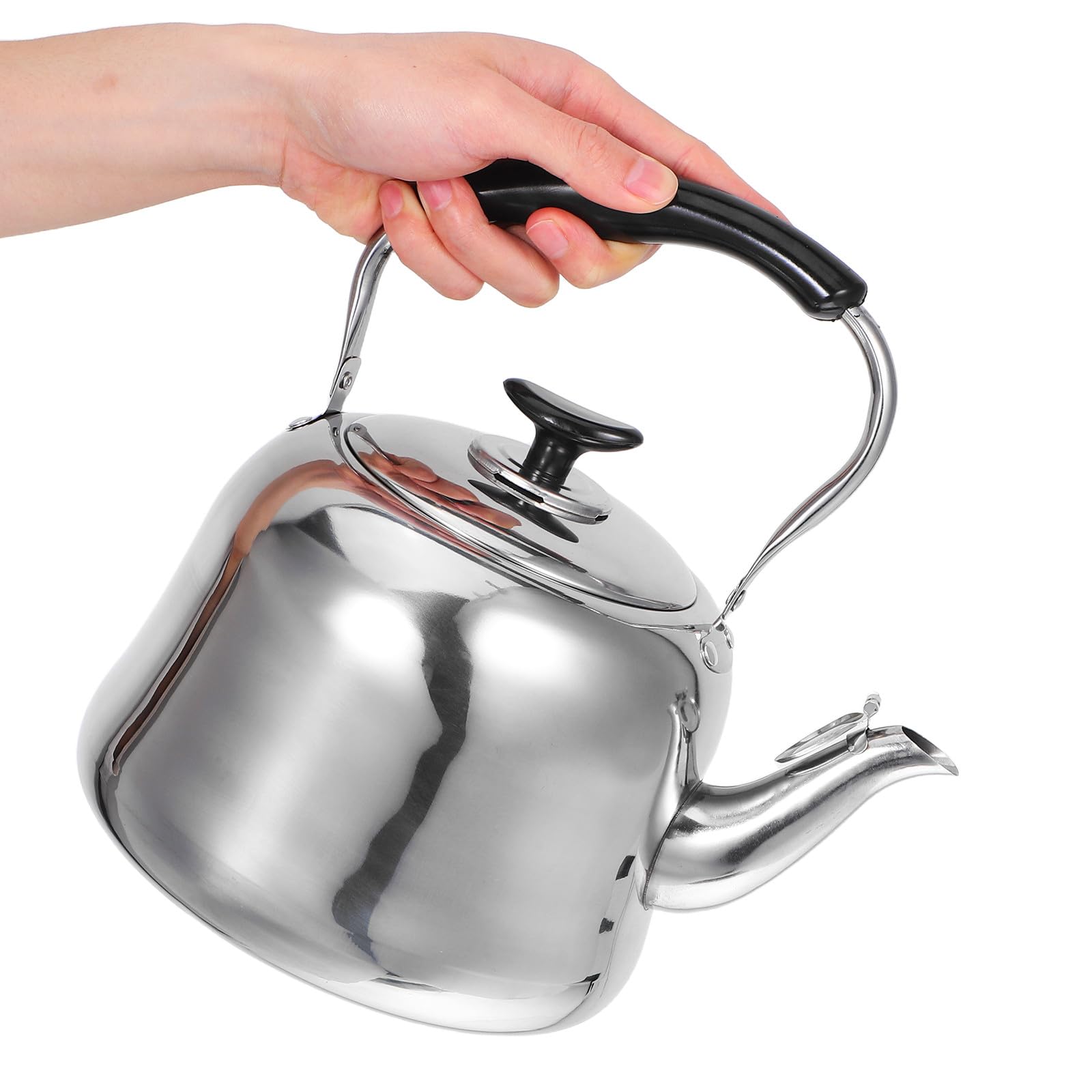UKCOCO Hervidor de Agua para Estufa 4l de Acero Inoxidable Espesado con Silbato, Tetera Grande Antigoteo Compatible con Inducción, Gas y Eléctrica, Mango Ergonómico Antiescaldaduras
