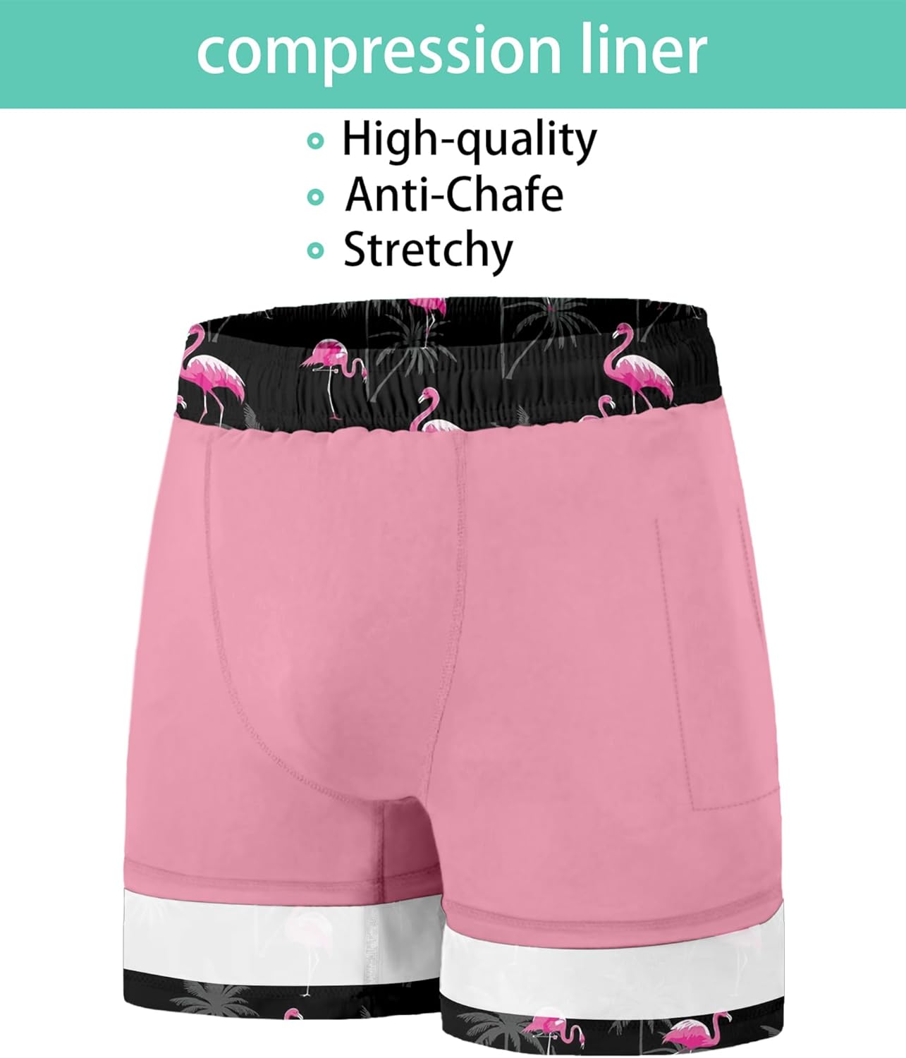 Big and Tall Swim Trunks with Compression Liner Men's 8 Inches Quick Dry Board Shorts Zipper Pockets Bathing Suit