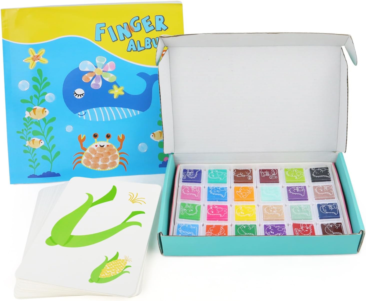 Washable Finger Paint Set, Finger Painting Paper Pad with