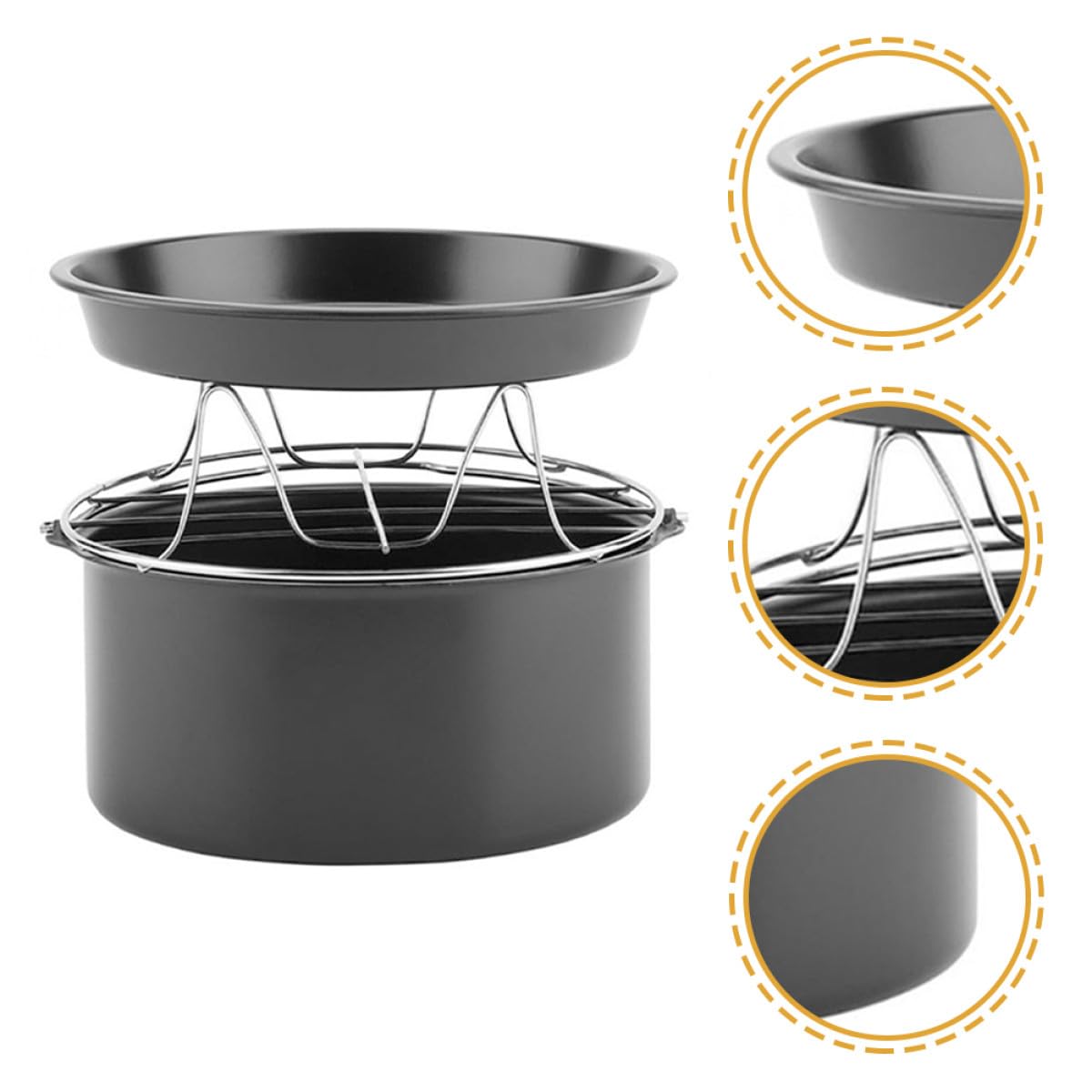 Accesorios para Freidora de Aire 9 Pulgadas Set Molde para Pizza, Cesta para Pasteles y Rejilla de Acero Inoxidable Fácil de Limpiar y Práctica para Cocina