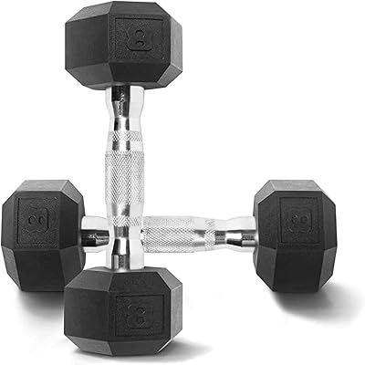 WF Athletic Supply Hex Rubber Coated Solid Steel Cast-Iron Dumbbell Pairs, Rubber Hex Dumbbells, Hex Dumbbell Weights for Full Body Workout, Toning, Home Gym Dumbbell Pairs
