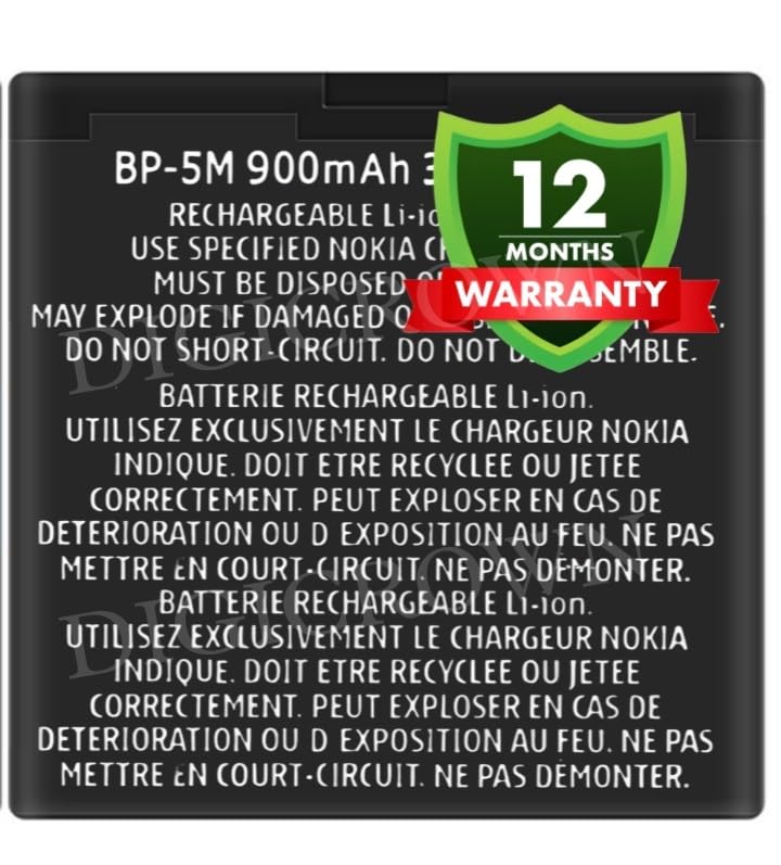 Image of Original BP-5M Battery Compatible for Nokia 5610 XM | 5700 | 5700 XM | 6110 Navigator | 6220 Classic | 6500 Slide | 8600 Luna | 7390 - (900mAh) - 1 Year Warranty
