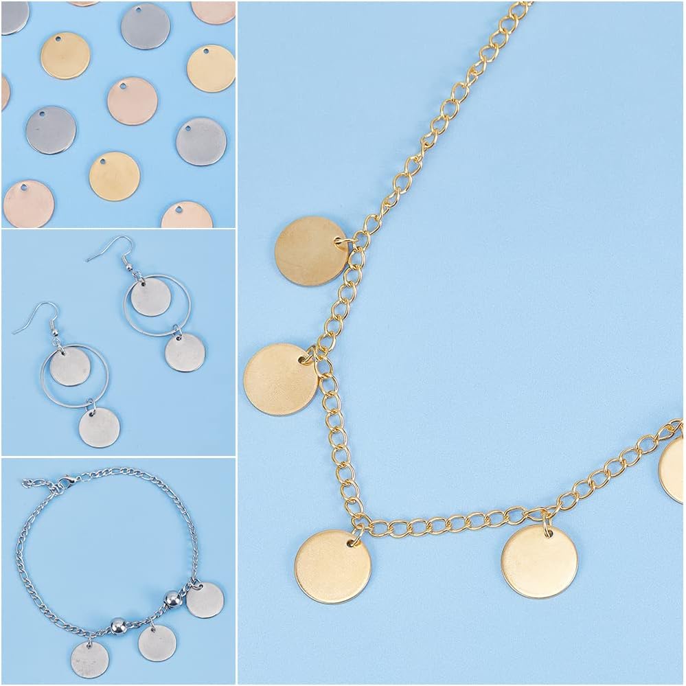 PH PandaHall 304 Stainless Steel Stamping Tag, 60 Pcs 3 Colors 15mm/0.6" Round Stamping Blank Pendants Charms for Bracelet Necklace Pendant Jewelry DIY Craft Making - Image 6