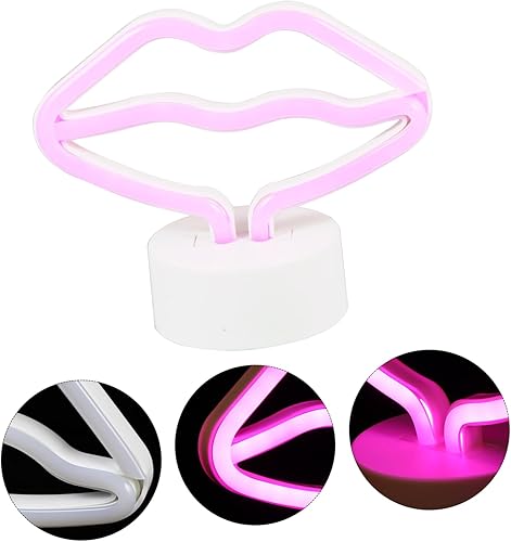 Miniatura 7 de DOITOOL Labios rosados Letrero de neón Labios rojos Luz de noche decorativa Lámpara de noche Lámpara de mesa decorativa Lámpara de mesa LED Mini