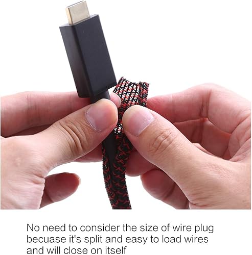 Vista 26 de Alex Tech - Malla protectora de cable de 25 pies y 1.25 de pulgada, abierta, para cable USB, cable de alimentación, de audio y video; protege