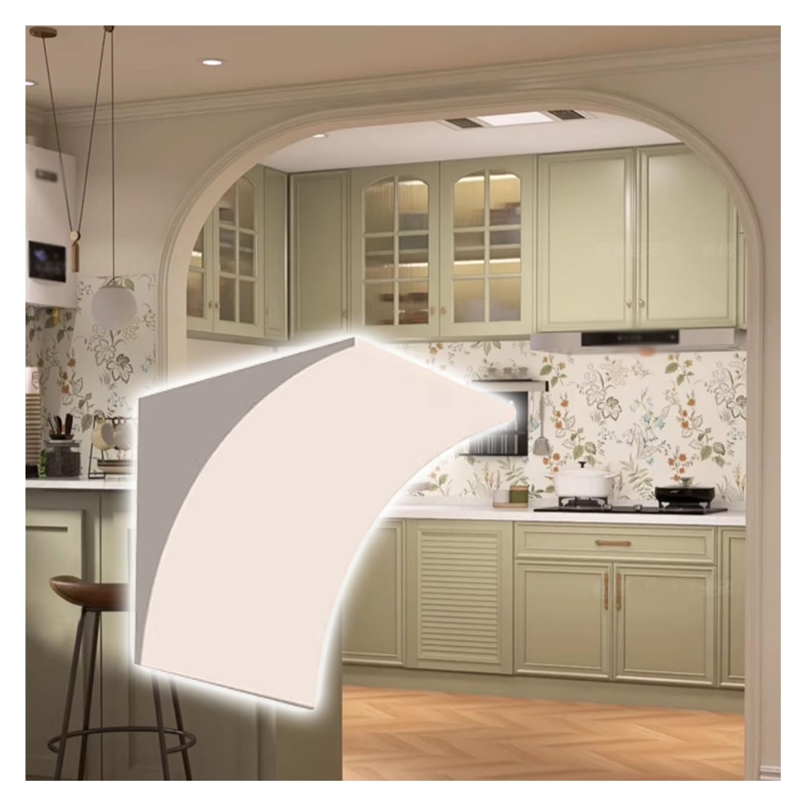 Gipsowo-kartonowe łuki Pre-Curved Doors Listwy z Okrągłym Łukiem Do Majsterkowania, Wodoodporna pianka EPS, idealna do renowacji starych domów/sklepów (41x41x41cm/16.1x16.1x16.1)