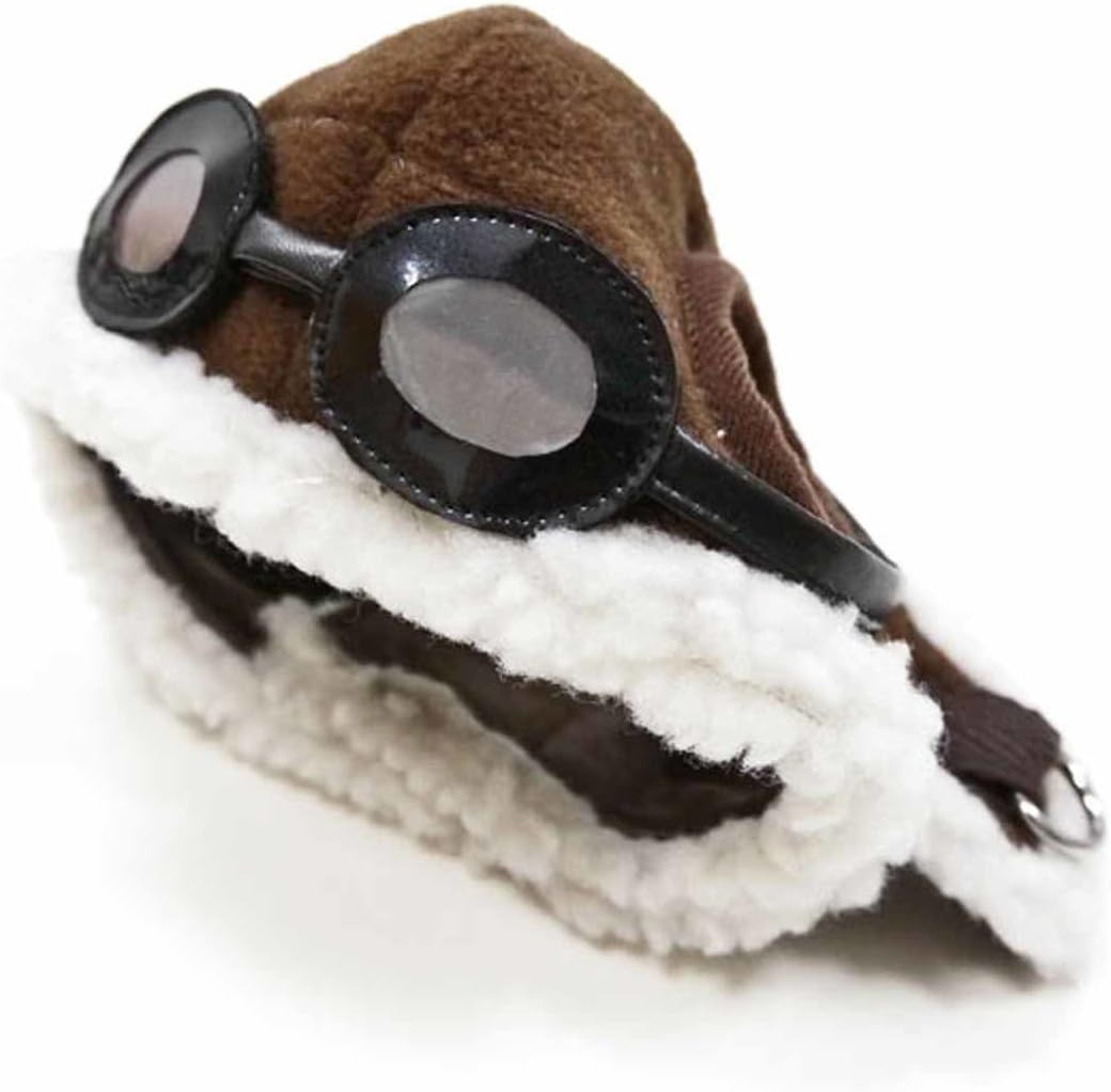 DOG Aviator Hat with Goggle Medium Brown Pet Supplies