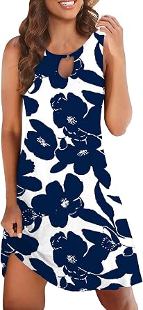 Akihoo Womens Summer Casual Dresses Sleeveless Tshirt Sundress Vest Tank Sun Dress