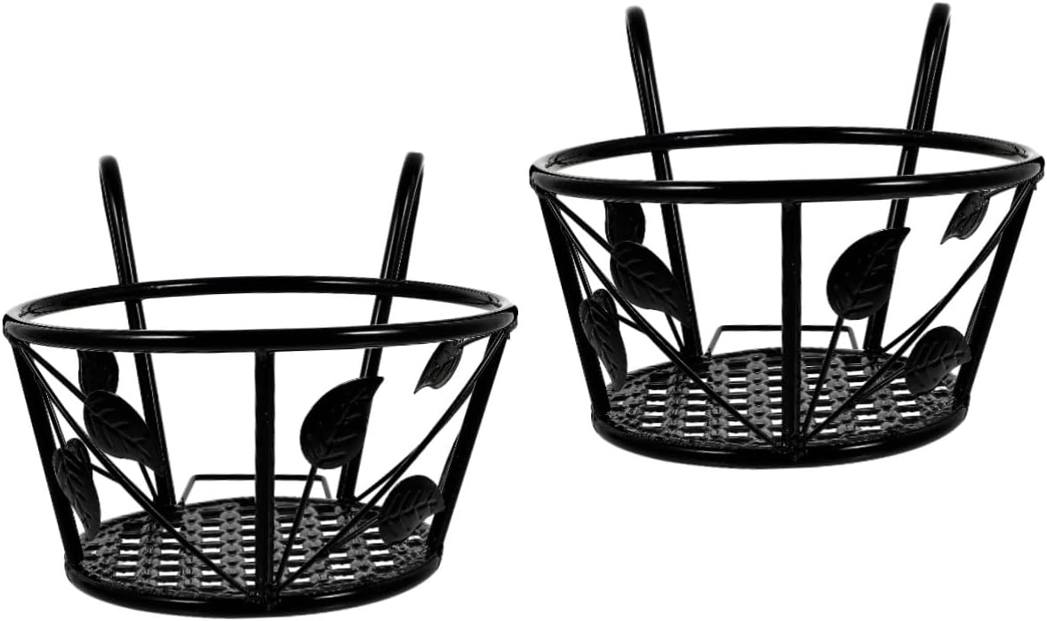 Yardwe 2 Pcs Small Leaf Flower Basket Outdoor Railing Wall