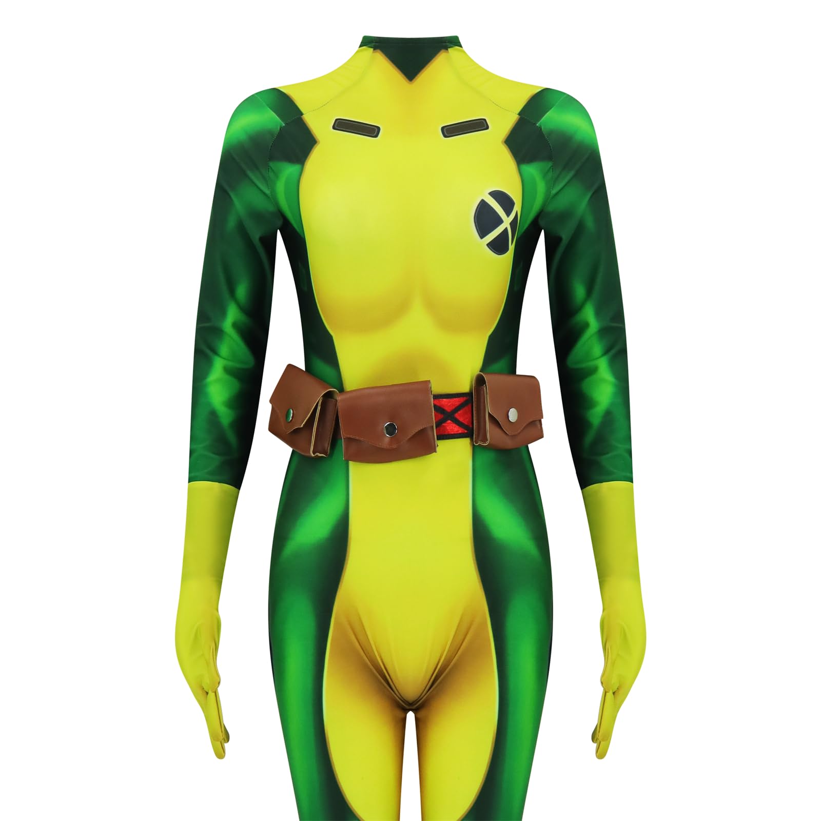 Rogue - Disfraz de superhéroe Rogue verde para mujer, overol de pícaro Zentai para adultos, trajes de Halloween