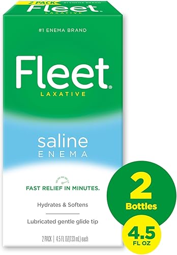 Vista 7 de Fleet Laxative Saline Enema, Constipation Relief for Adults, Fast-Acting Prefilled Enema Kit, 4.5 Fl Oz, 2 Bottles