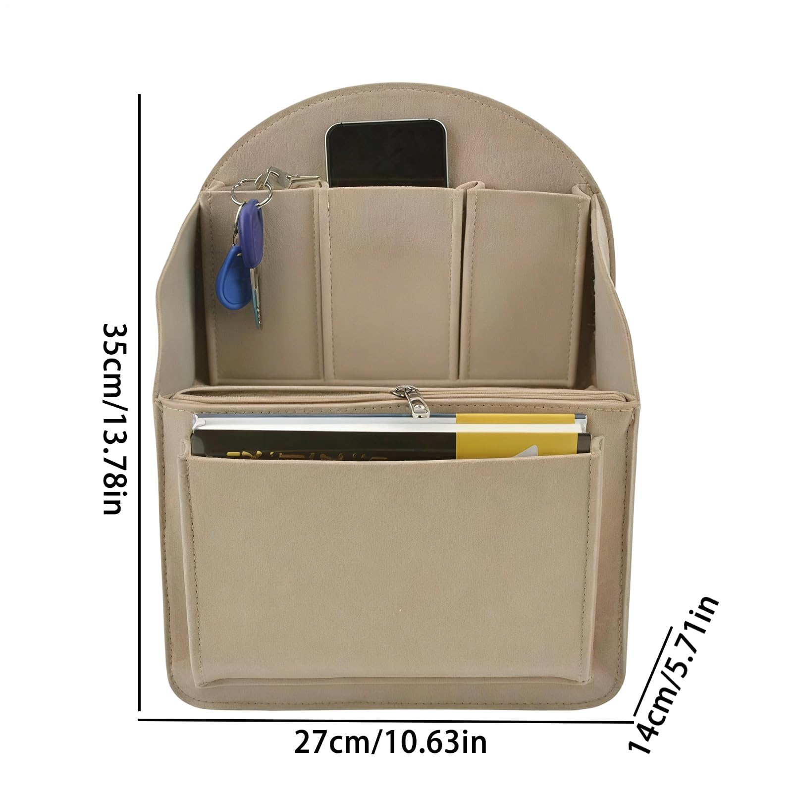 Inserto organizer per borse, adatto a varie borse, piccolo/grande, organizer per zaino in feltro, divisore per borse piccole, facile da trasportare, per campeggio, palestra, viaggi, pendolarismo