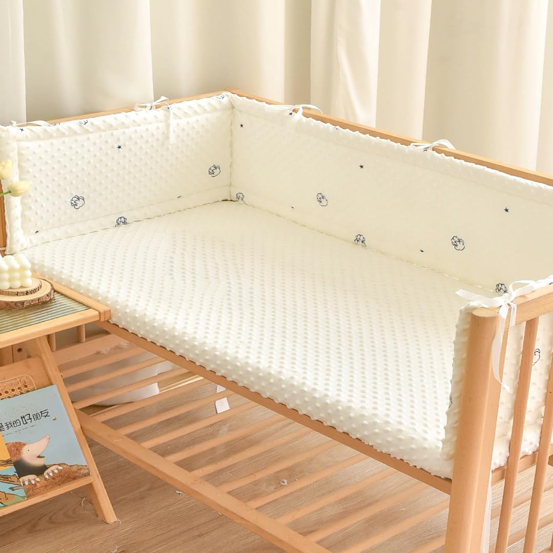 Xiao Ren Airwrap Cot Bumper & Toddler Bed Guard Set, Breathable Mesh Cot Bed Bumper with Adjustable Ties, Universal Safety Rail Cover & Padded Side Protectors for Baby Cot & Parent Bed(H,80 * 28cm)