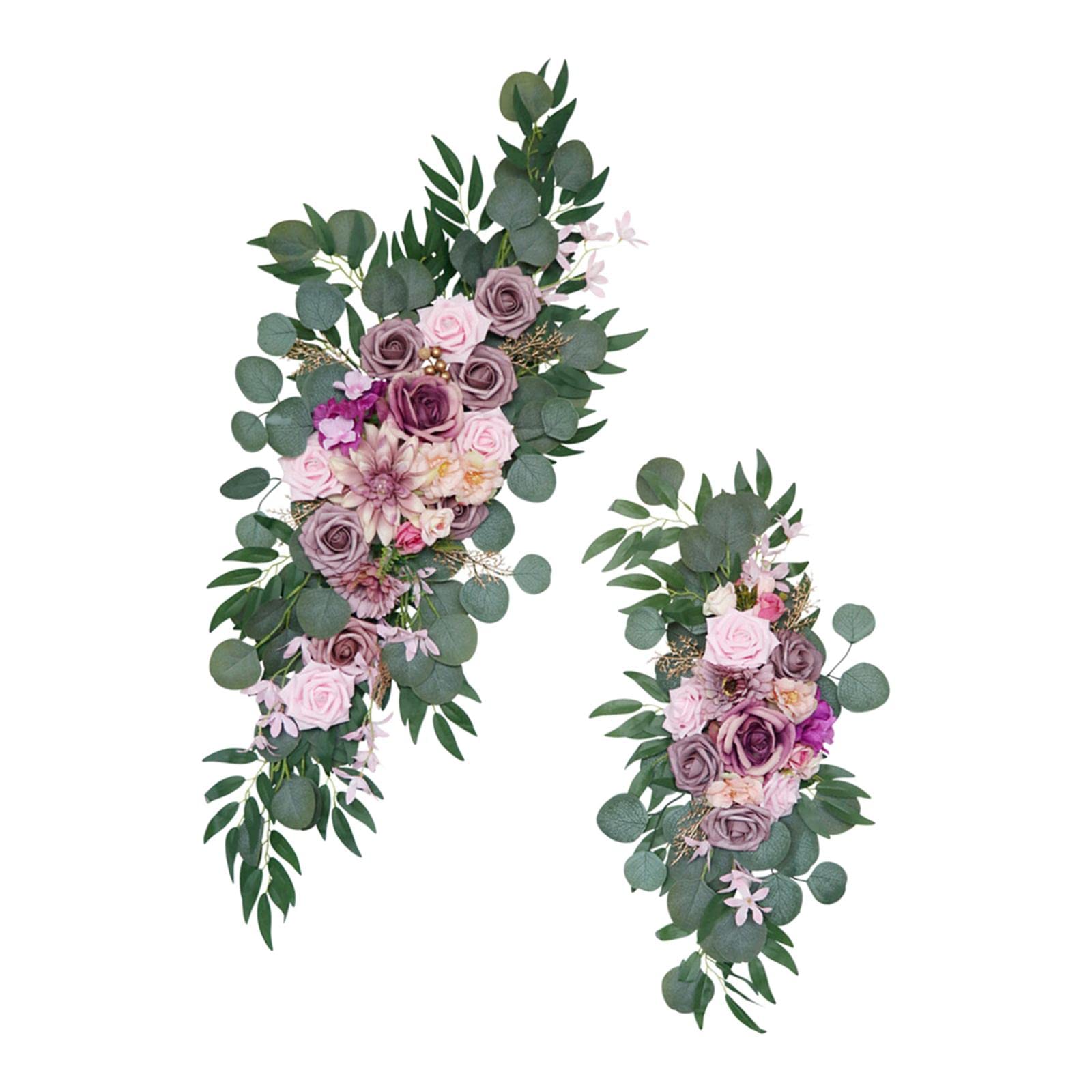 2 Stück Blumenkranz Girlande aus Kunstseide Türdeko Hochzeitsdeko Hängedekoration Langlebig Pflegeleicht für Bogen Shop Hintergrund