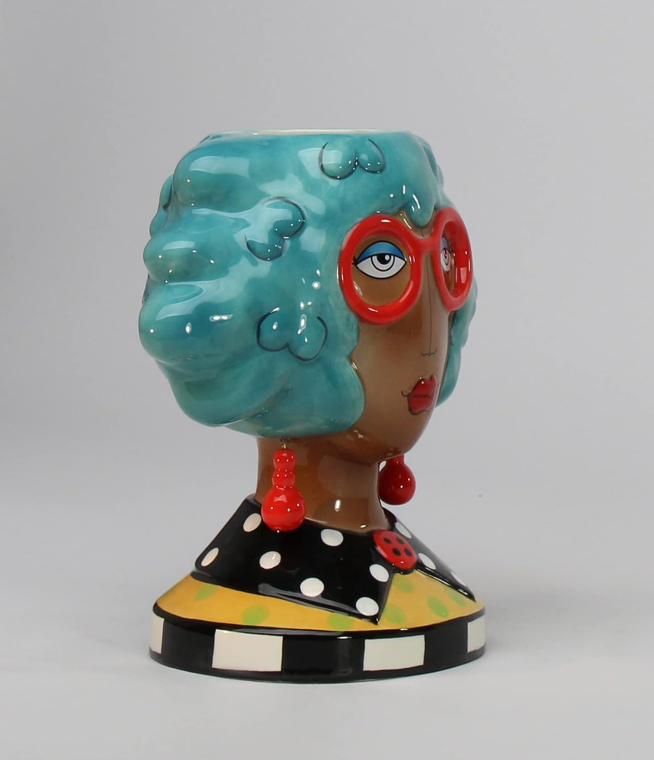 Cosmos Gifts Fine Ceramic Dollymamas African American Black Fashion Lady Vase Makeup Brushes Holder, 7-7/8" H