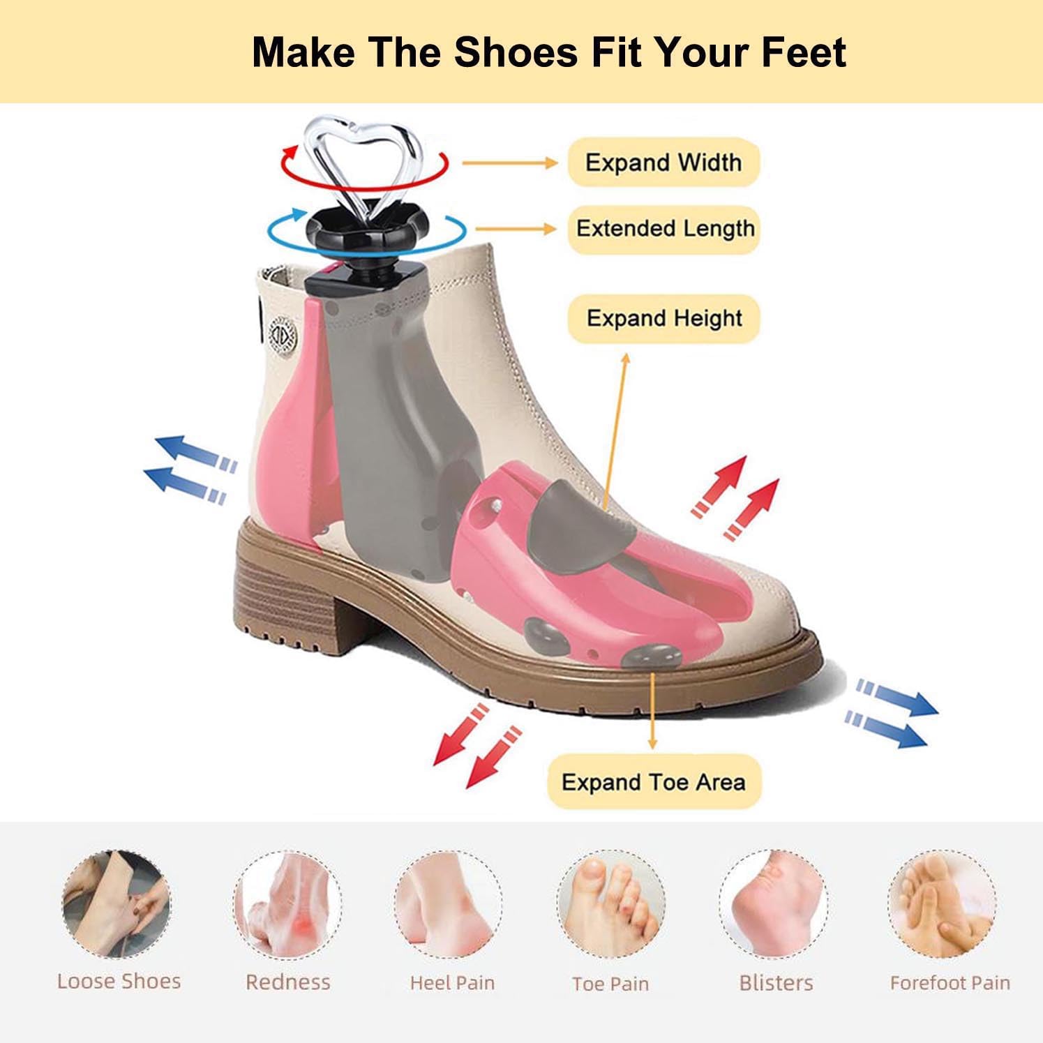 Shoe Stretcher Men Women Boot Stretcher, Plastic Shoe Tree Women Men Shoe Shaper Expander Shoe Width (Pack of 1)
