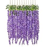 Luyue Wisteria Artificial Flowers 4.6ft Hanging Flowers Garland Vine for Wedding Party Home Decoration in Light Purple