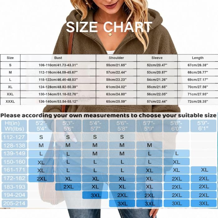 Quarter Zip Pullover Women Fuzzy Sherpa Fall Jackets Fleece Jacket Hoodies Brown L - image 4
