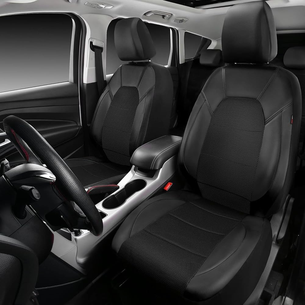 9 Pezzi Auto Set Coprisedili per Ford Focus 3 2010 2011 2012 2013 2014 2015 2016 2017 2018, Pelle Fodere Coprisedili Coprisedili Anteriori e Posteriori Traspirante Accessori,Black