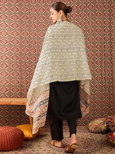 Image of INDO ERA Women's Straight Cotton Blend Solid Solid Kurta & Pant with Dupatta Set (IESTR10631)