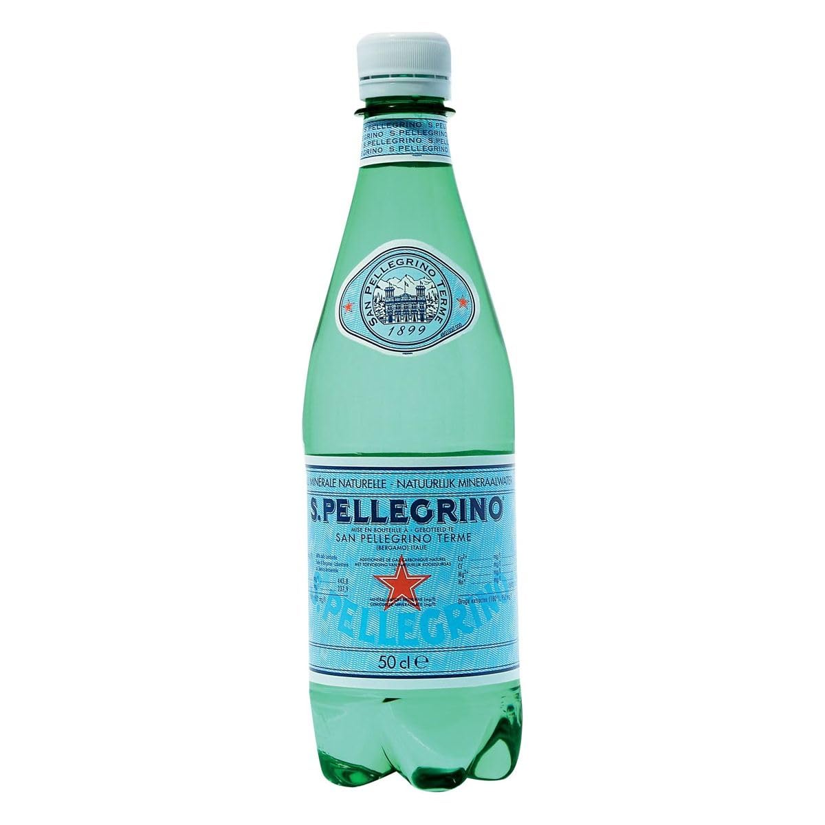 San Pellegrino Eau minérale naturelle gazeuse - Les 24 bouteilles de 50cl