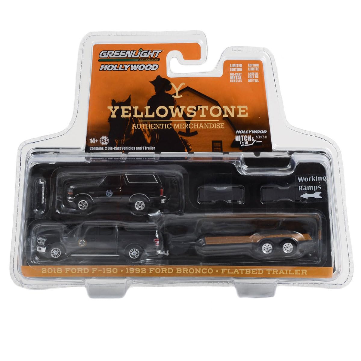 Greenlight Ford F-150 - Ford Bronco e rimorchio 3 set (serie Hitch & Tow 21) - 1/64