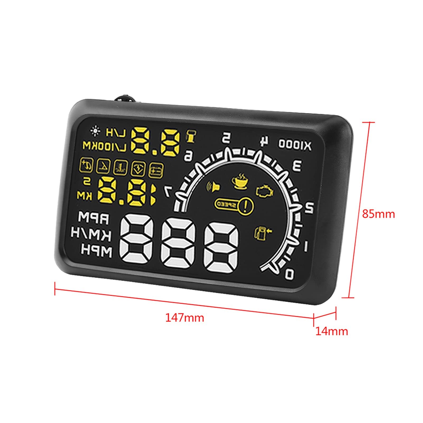 HUD OBDII Universal con Visualización de 5.5 '' El de Advertencia de la Sobrevelocidad para Coches y Camiones Electrónica Automotriz Pantalla del Vehículo