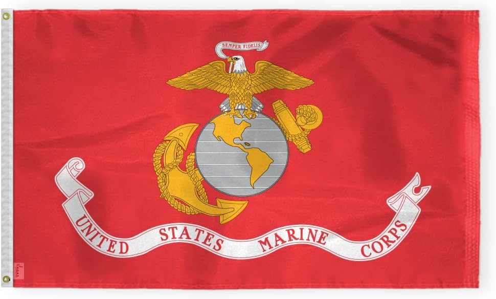 AGAS US Marine Corps Flag 2x3 Ft – Printed Durable Polyester Military Flag – Indoor/Outdoor Patriotic U.S. Flag for Home, Office, Wall or Display