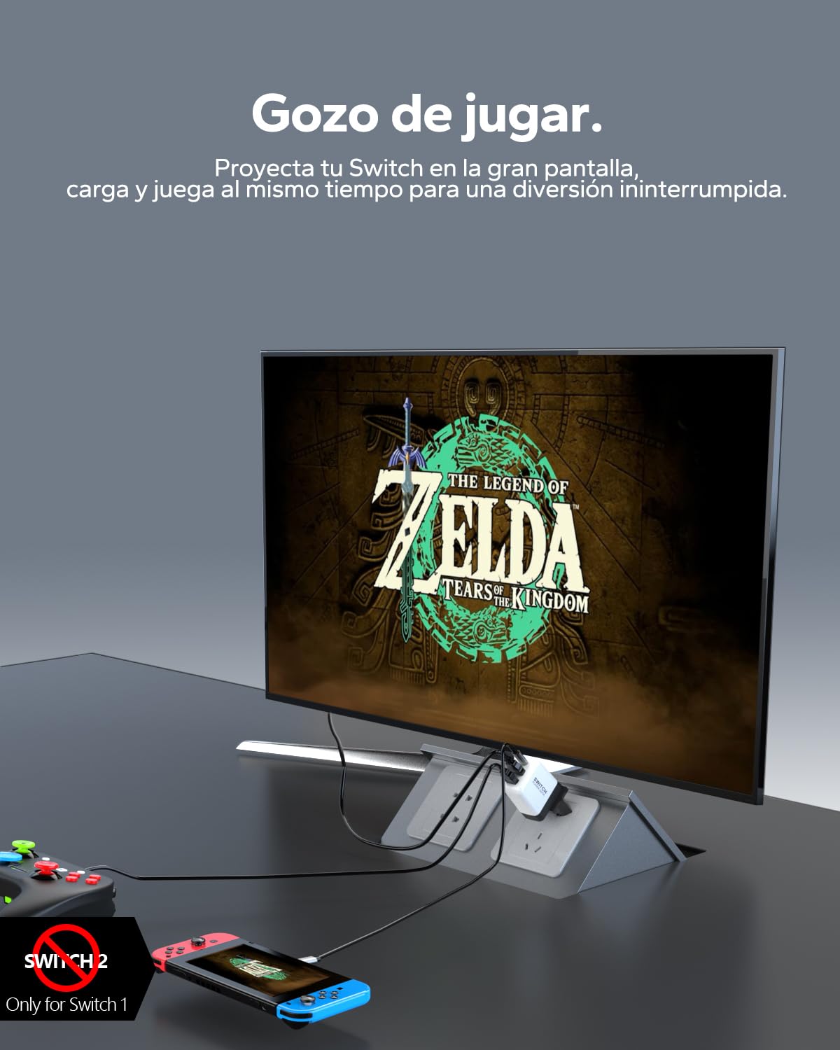 Base de carga para Nintendo Switch OLED/Steam Deck, fuente de alimentación Mini GaN con 3 puertos (USB C+USB A+4K/HD), estación de acoplamiento portátil compatible con Switch/Steam Deck/Rog