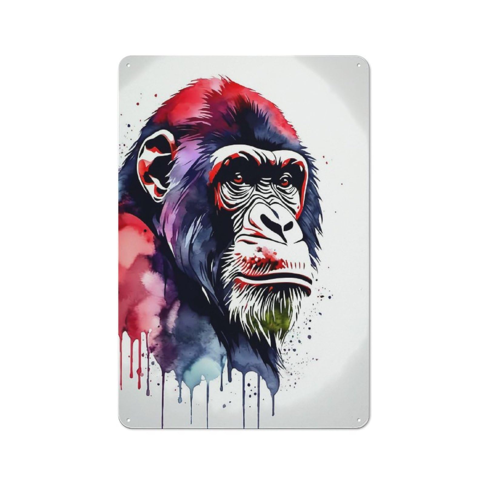 Junmoney Watercolor Ape Vintage Metal Wall Sign 30X20cm For Café Or Restaurant, For Metal Sign Collectors, For Garage And Workshop Walls