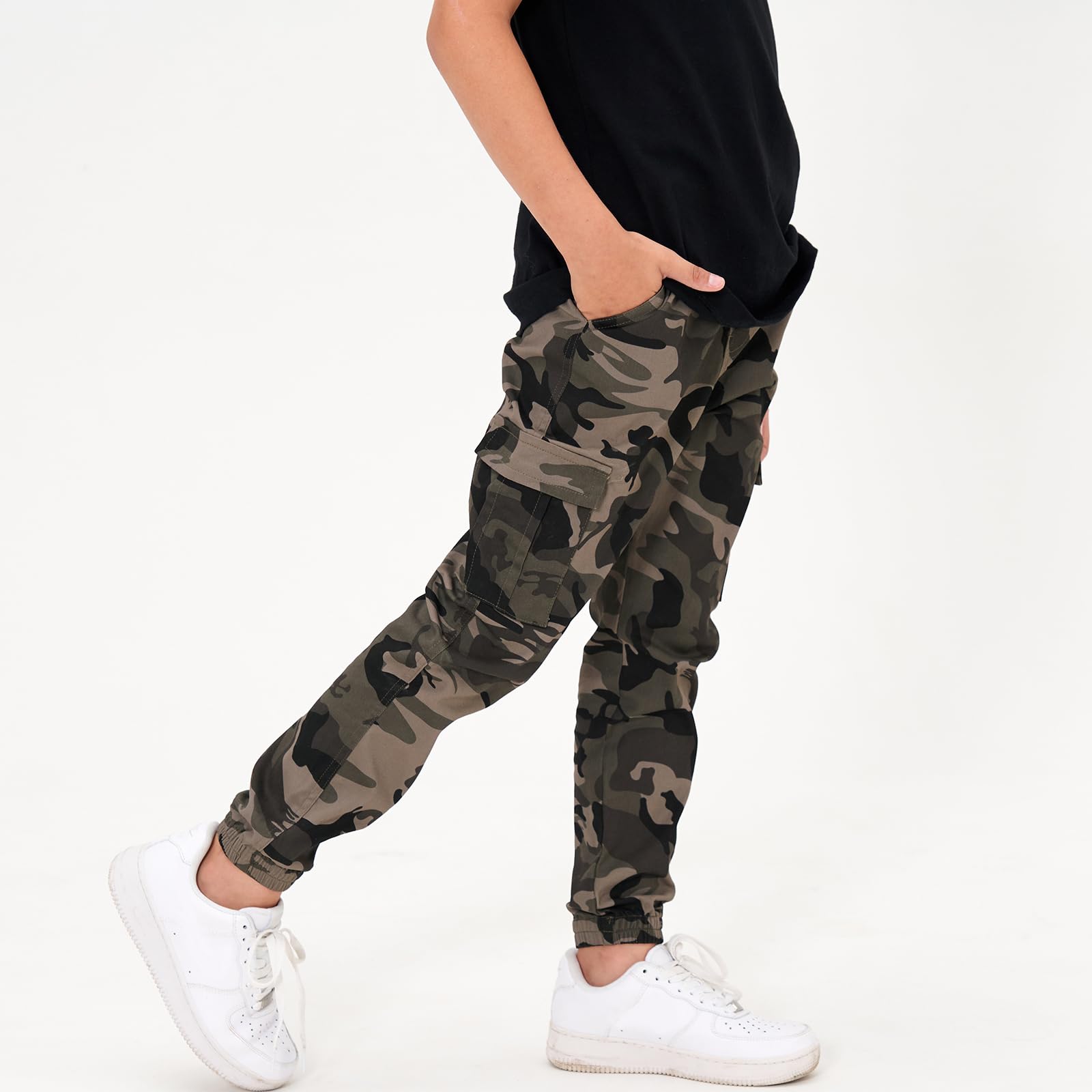 Rolanko - Pantalón de Carga Informal para niño, Cintura elástica, para Senderismo, 4 a 14 años