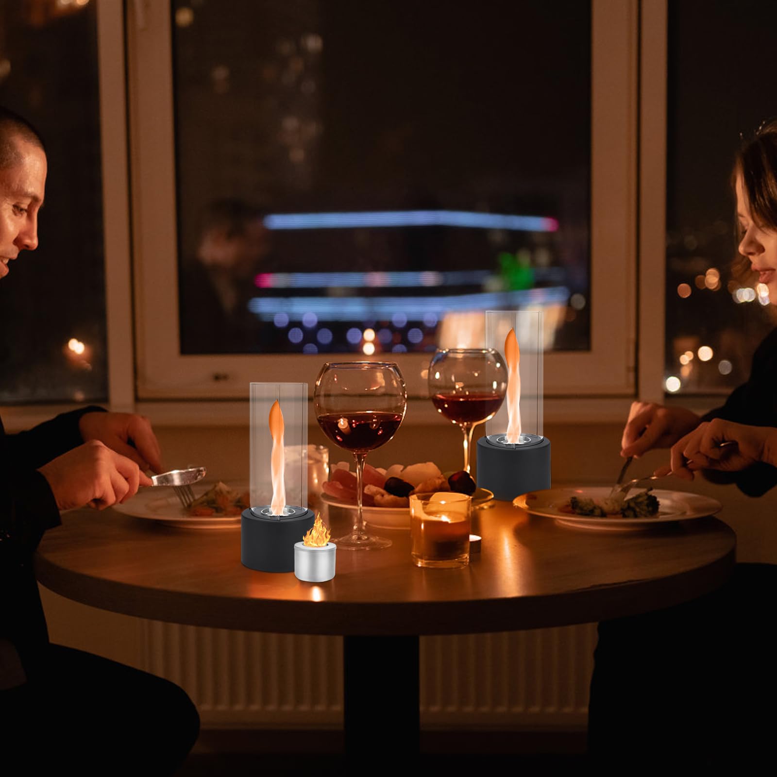 Set Camere Combustione Bioetanolo - 2 Grandi + 2 Piccole + 4 Lana Vetro, Acciaio Inox - Per Caminetti Da Tavolo - Foto 4