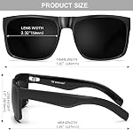 WISTON XL Big Wide Head Mens Dark Black Sunglasses for Men Extra Large Square Sun Glasses 149mm W8004