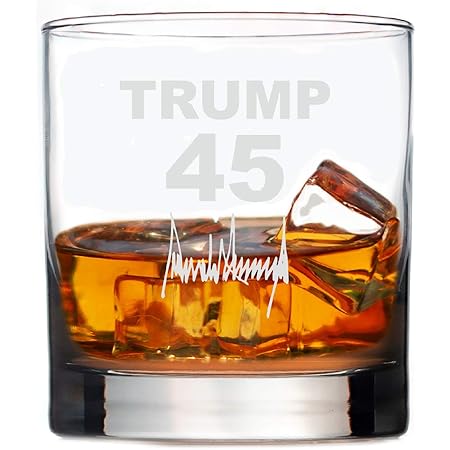 45TH PRESIDENT WHISKEY GLASS | TRUMP 45 | RESTAURANT QUALITY HEAVY CHIP RESISTANT 11OZ ROCK GLASSES | MADE IN USA