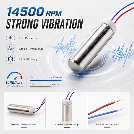 Vibration motor 5pcs 14500rpm waterproof cylindrical coreless microvibration motor for massagers